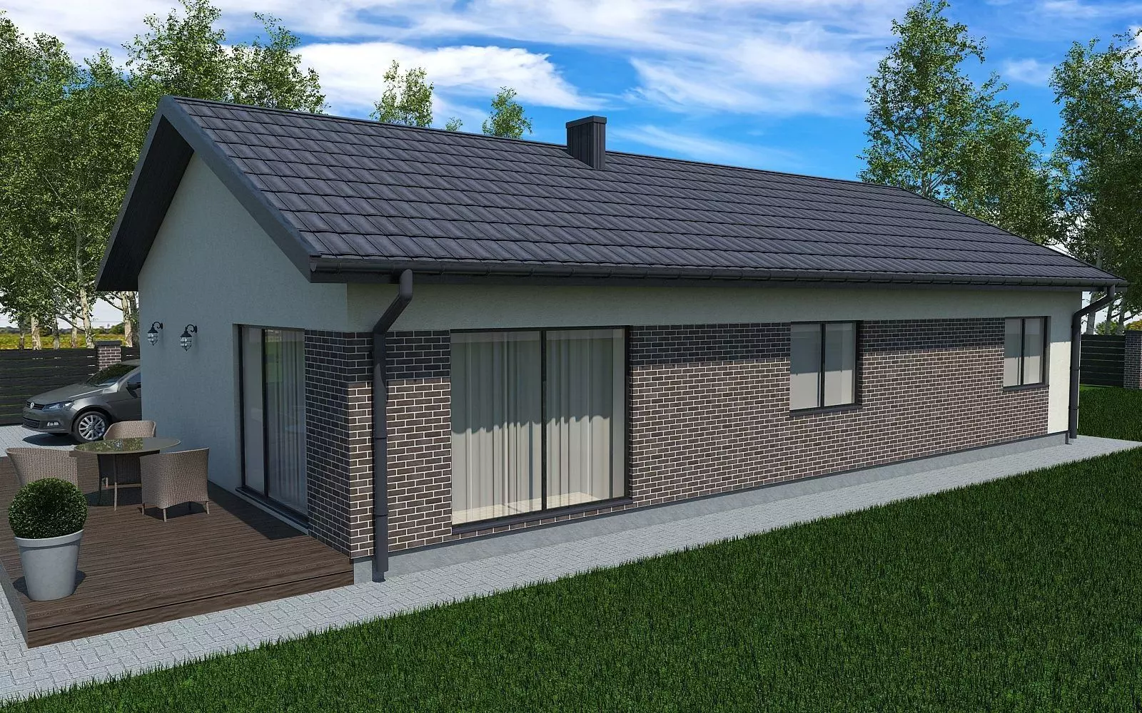 A small one storey house 3D model_0