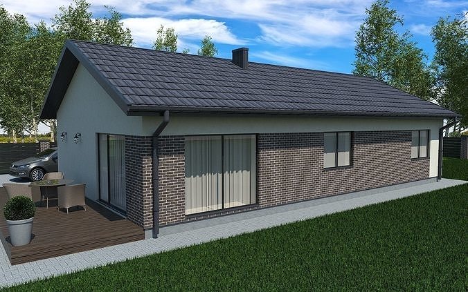 A small one storey house 3D model