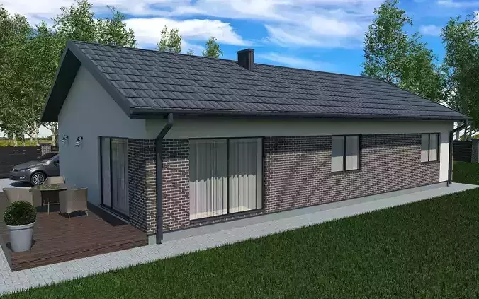 A small one storey house 3D model