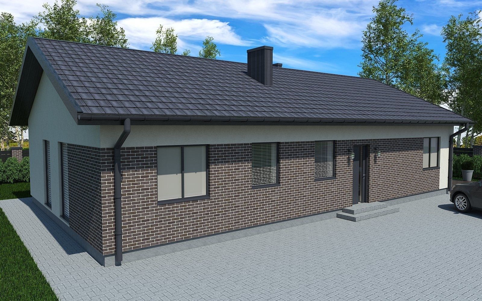 A small one storey house 3D model_1