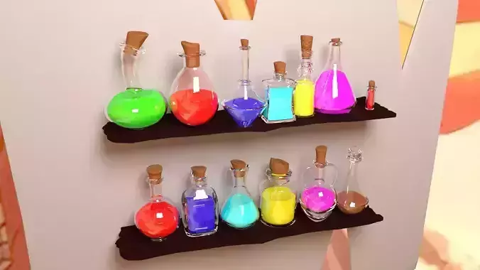 Potion Bottle 13 Pieace Set for Animation and Game 