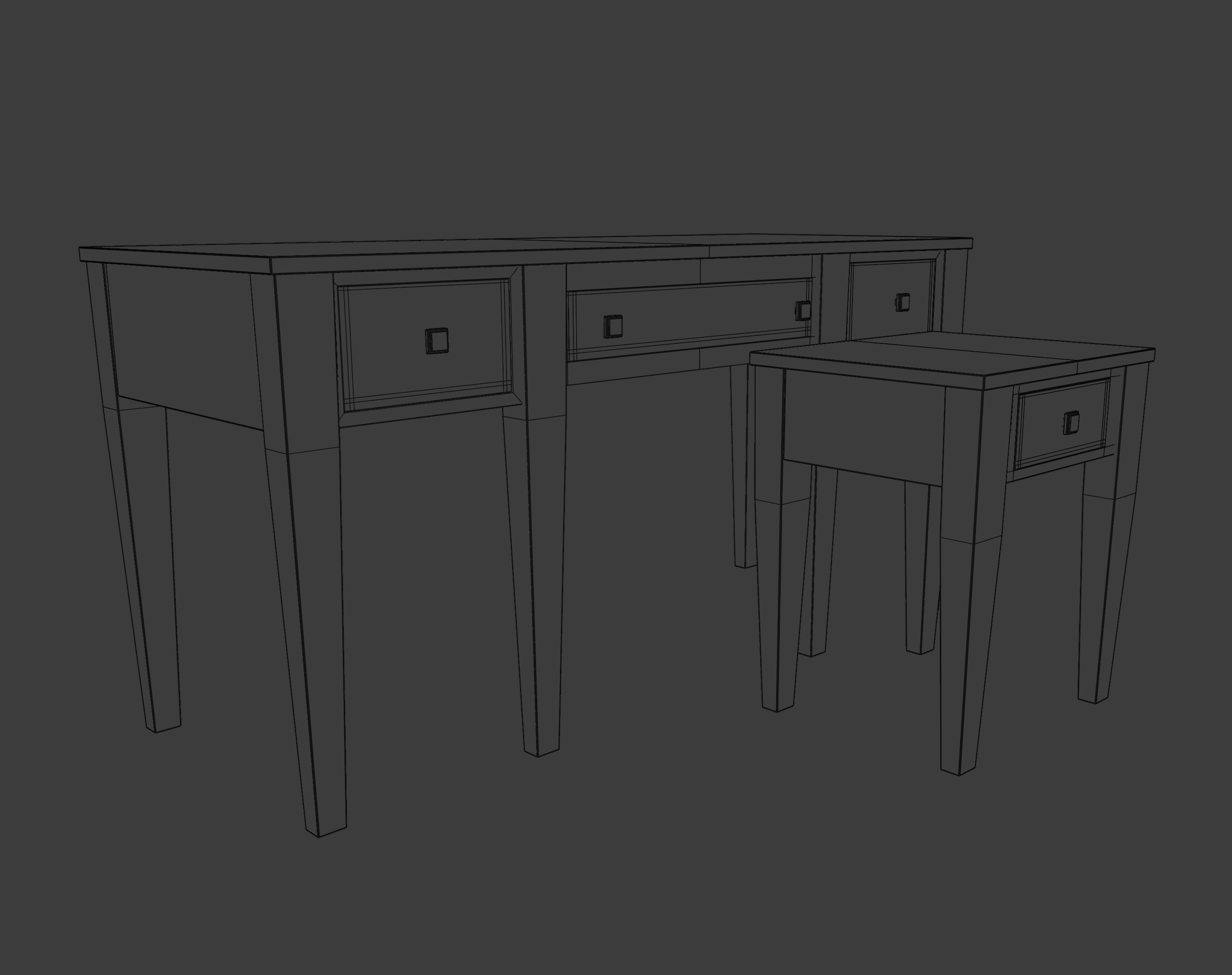 Prairie Style American Sofa and End Table 3D model_8