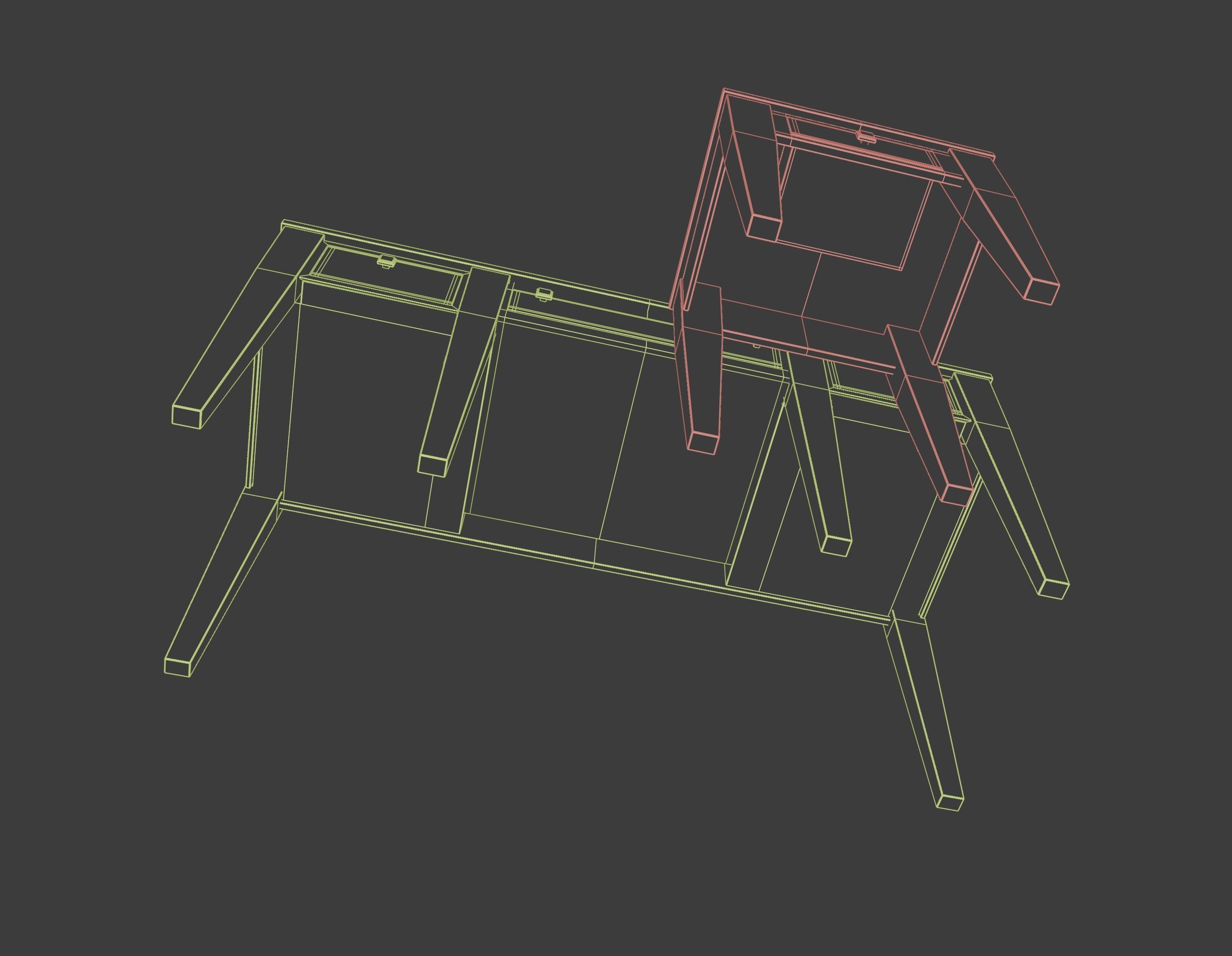 Prairie Style American Sofa and End Table 3D model_11
