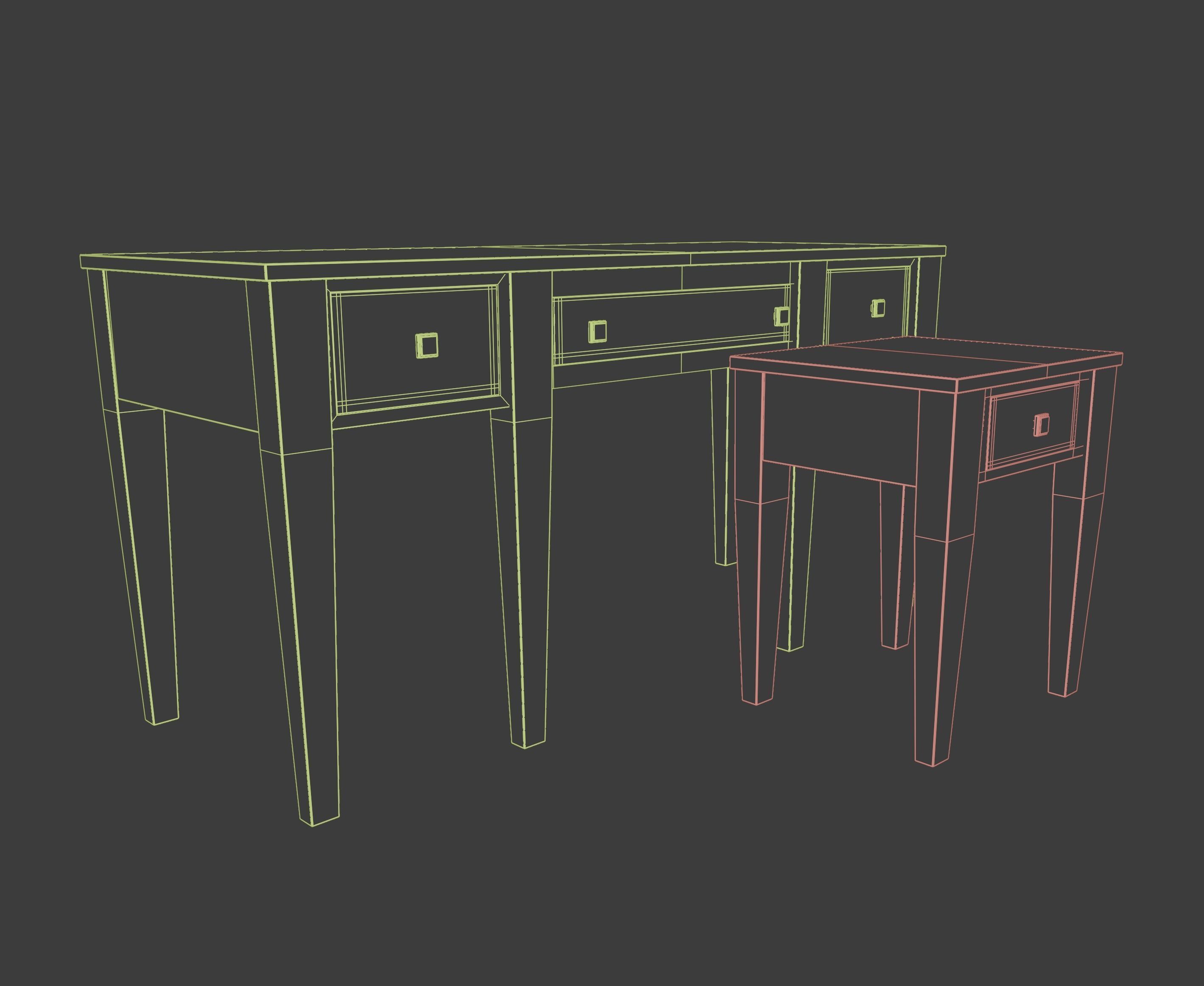 Prairie Style American Sofa and End Table 3D model_9