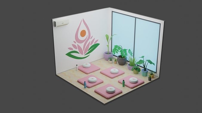 Yoga Room 19 Low-poly 3D model