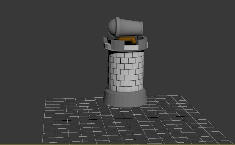 canon tower Free low-poly 3D model_1
