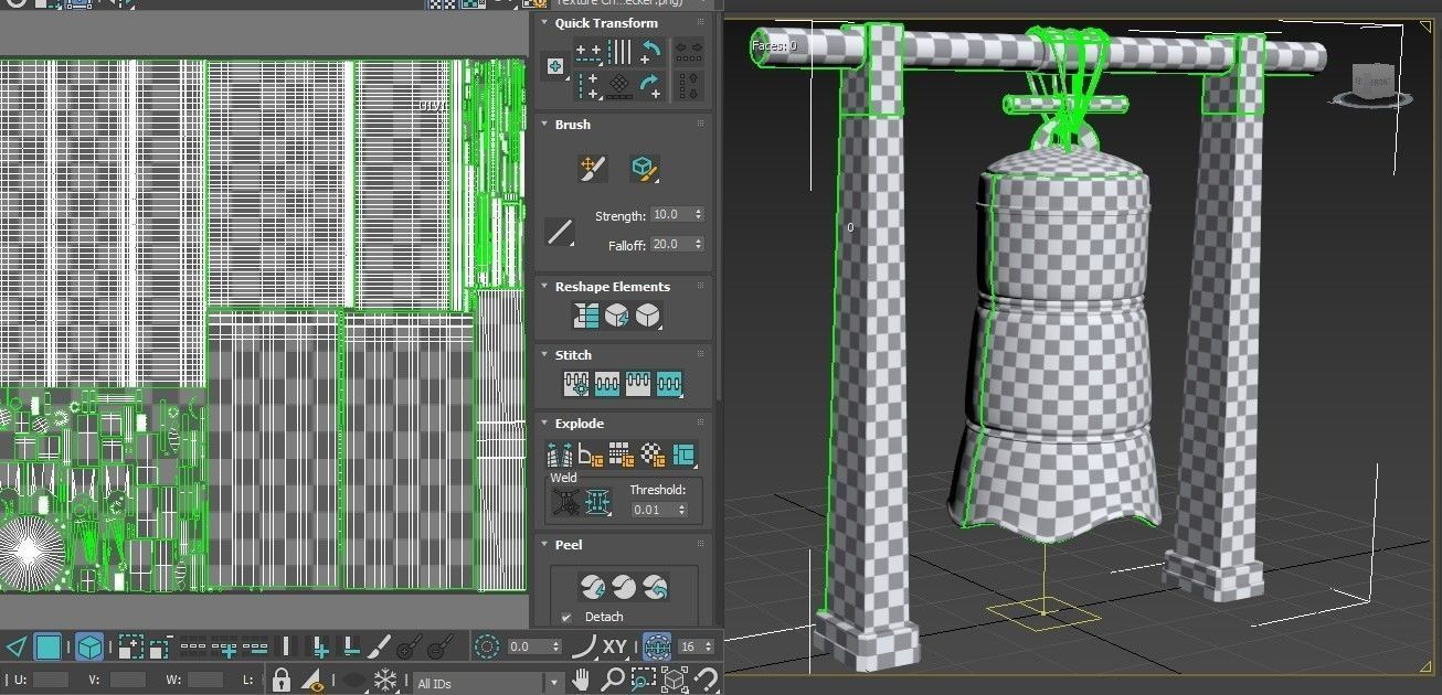Japanese bell Low-poly 3D model_12