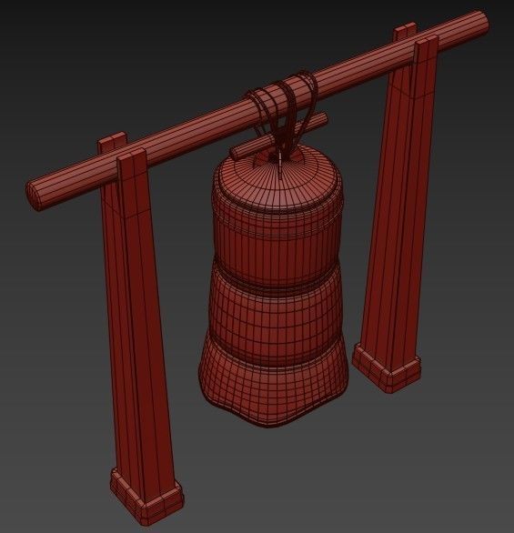 Japanese bell Low-poly 3D model_9
