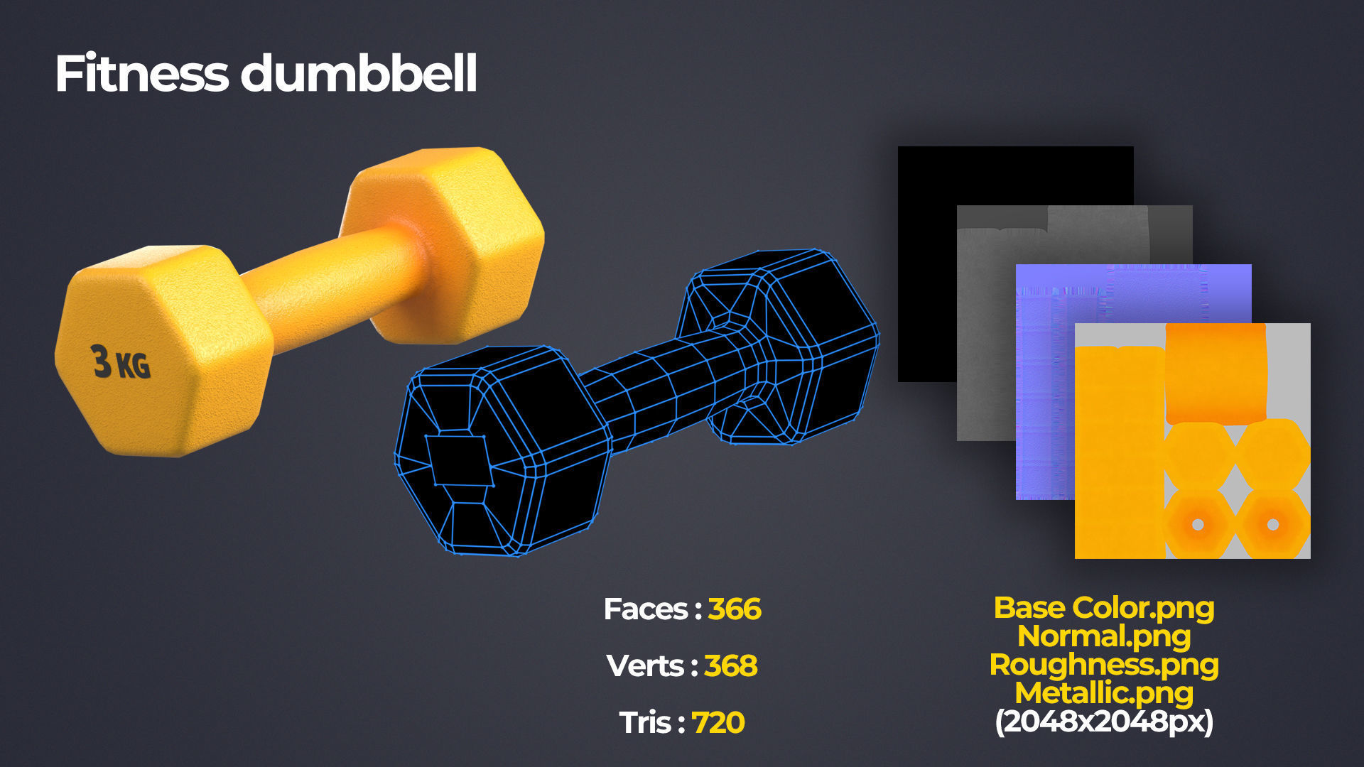 Fitness Dumbbells with Rack Low-poly 3D model_3