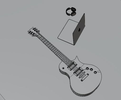 Guitar electric and earphones 3D model_4