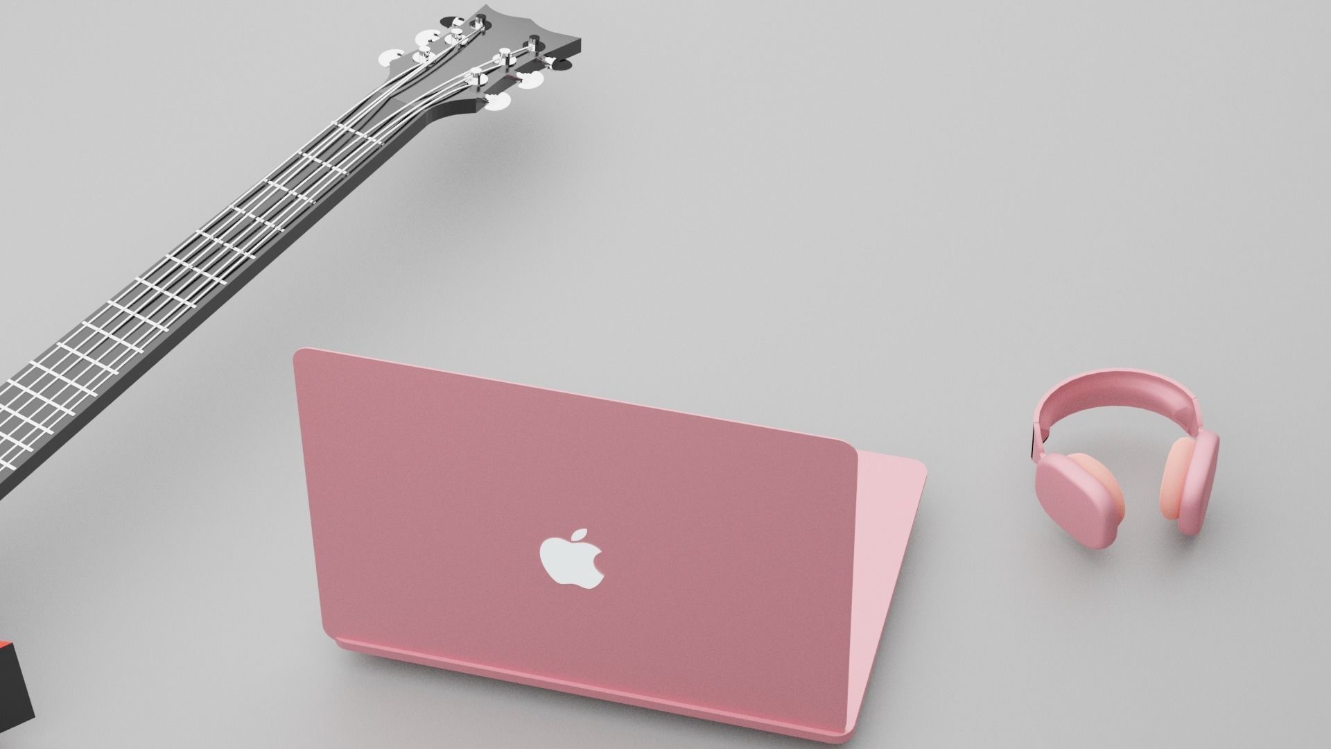 Guitar electric and earphones 3D model_2