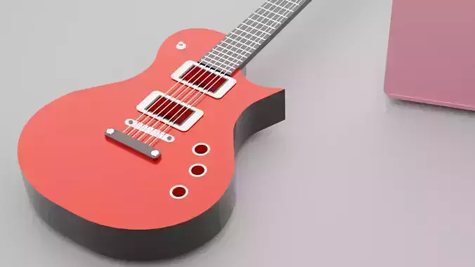 Guitar electric and earphones 3D model