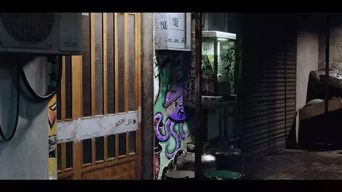Cyberpunk Abandoned Street 3D model