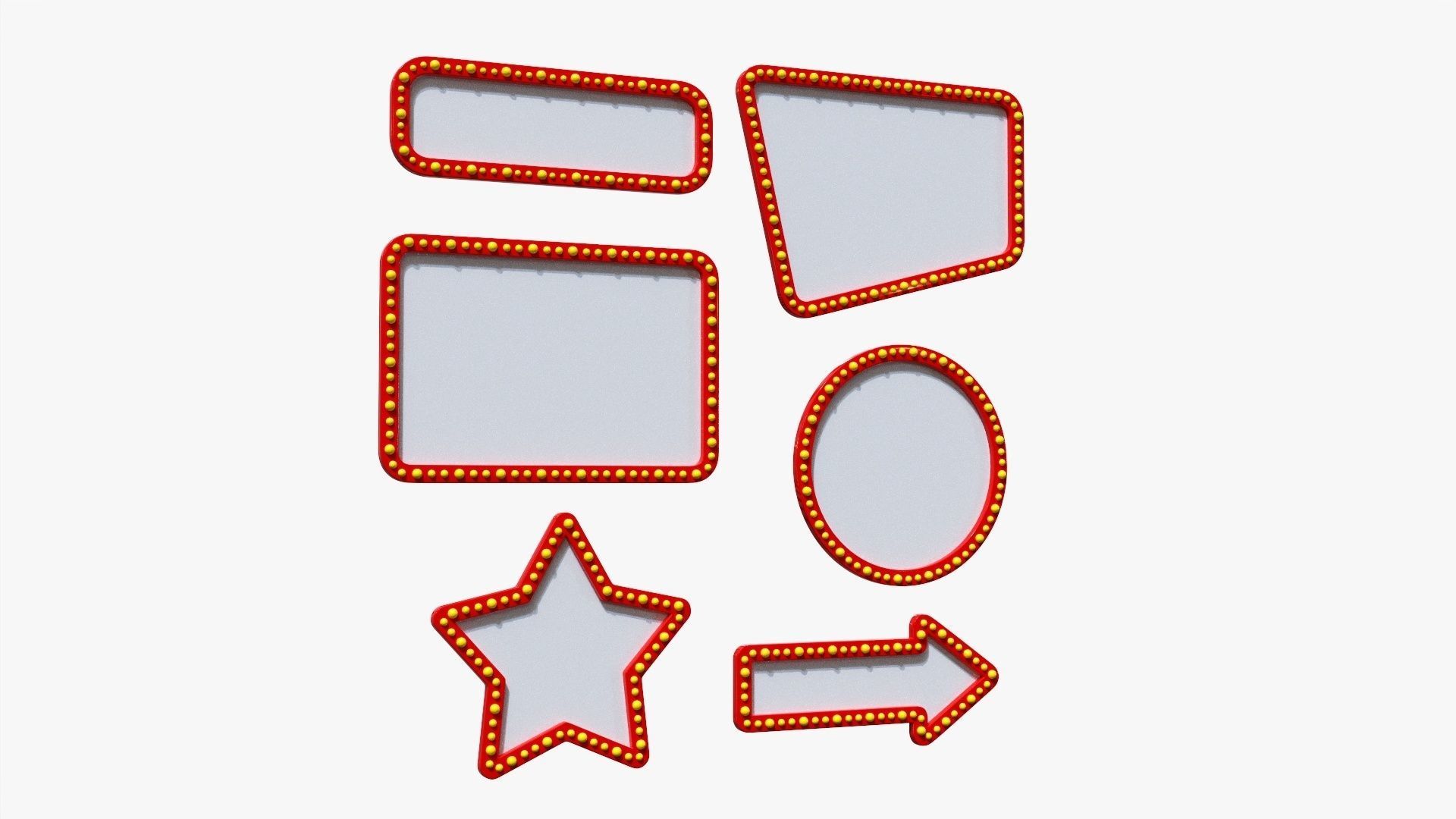 Retro light frame set 3D model_1