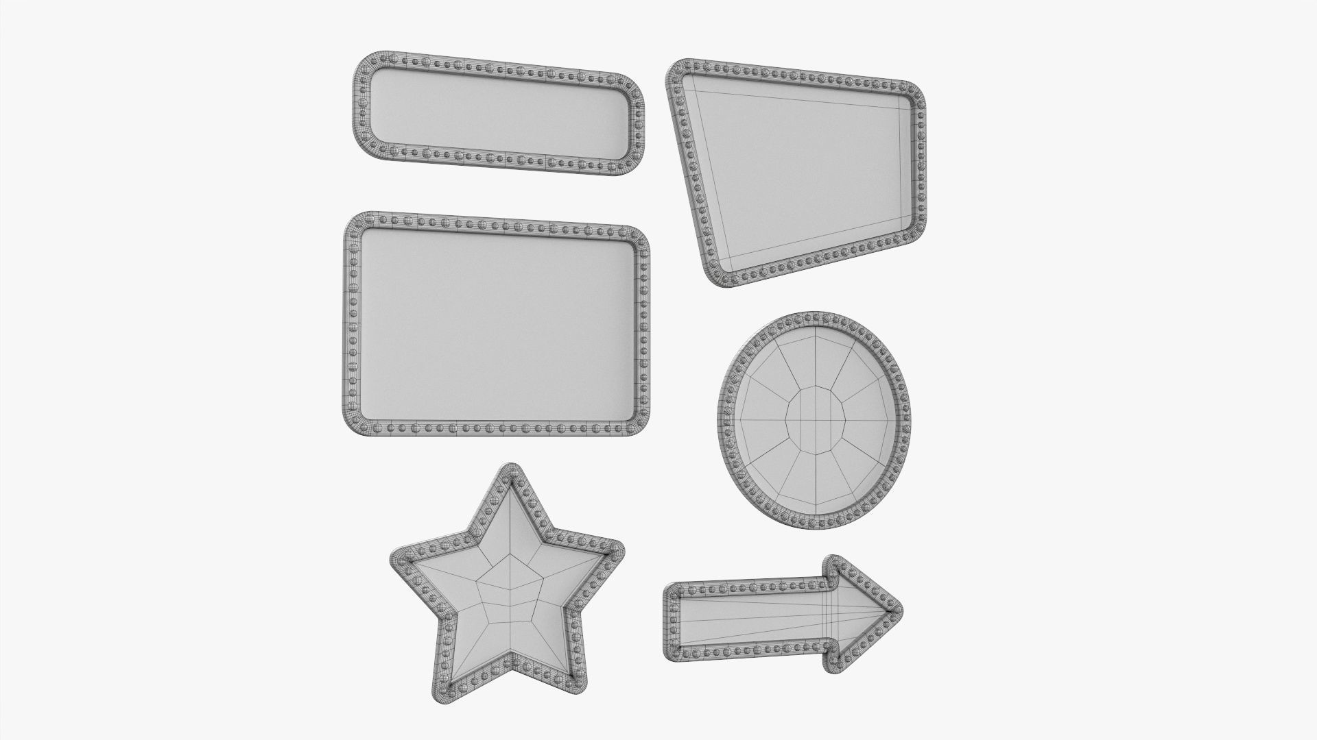 Retro light frame set 3D model_6