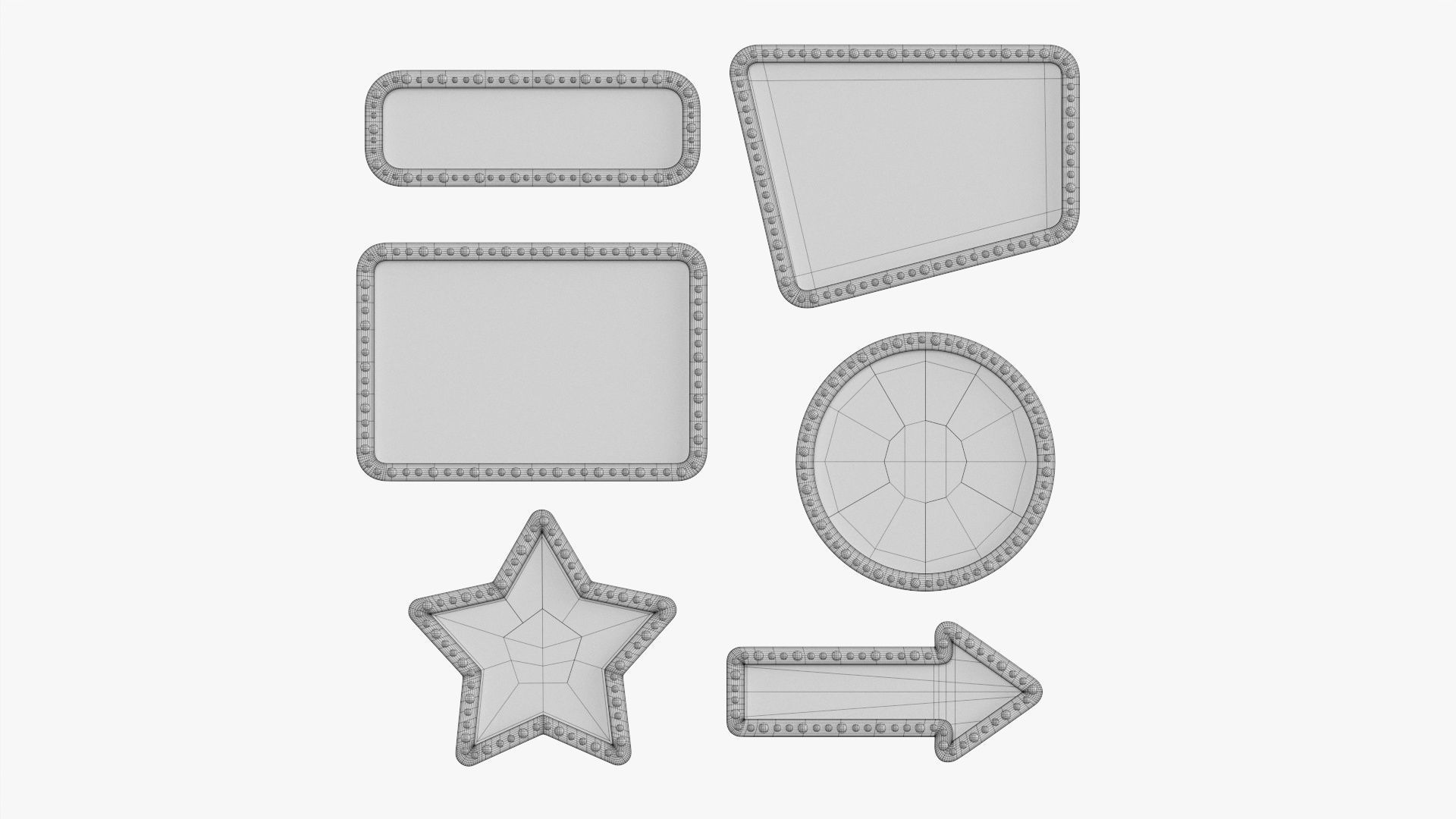 Retro light frame set 3D model_5