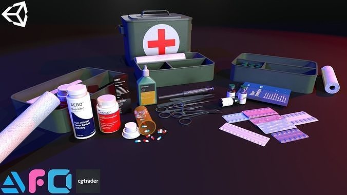 Pack kit medical 4k PBR for unity  Low-poly 3D model
