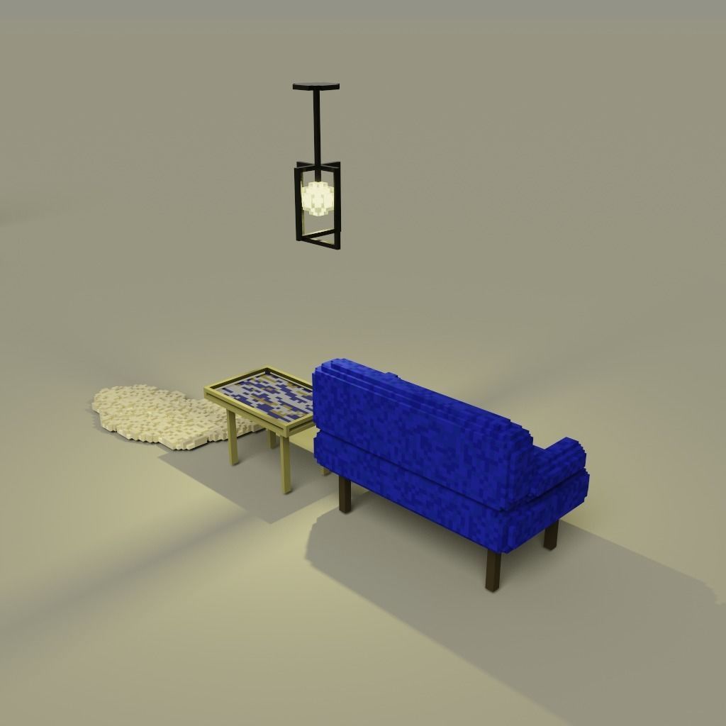 Voxel Balcony Low-poly 3D model_9