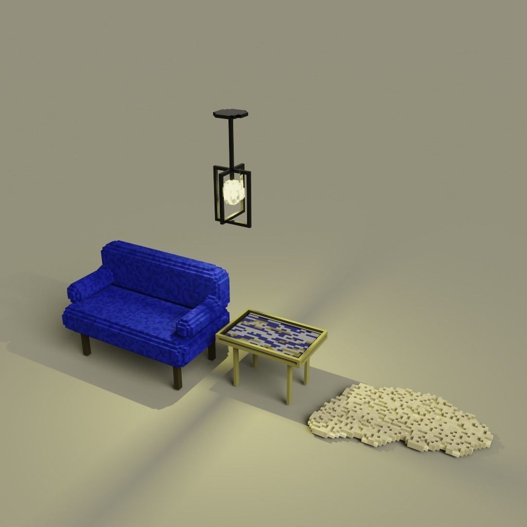 Voxel Balcony Low-poly 3D model_8