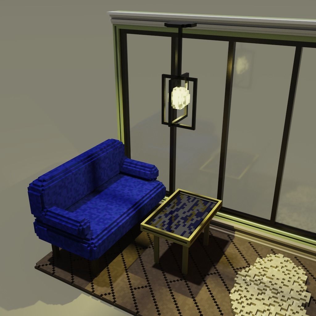 Voxel Balcony Low-poly 3D model_2
