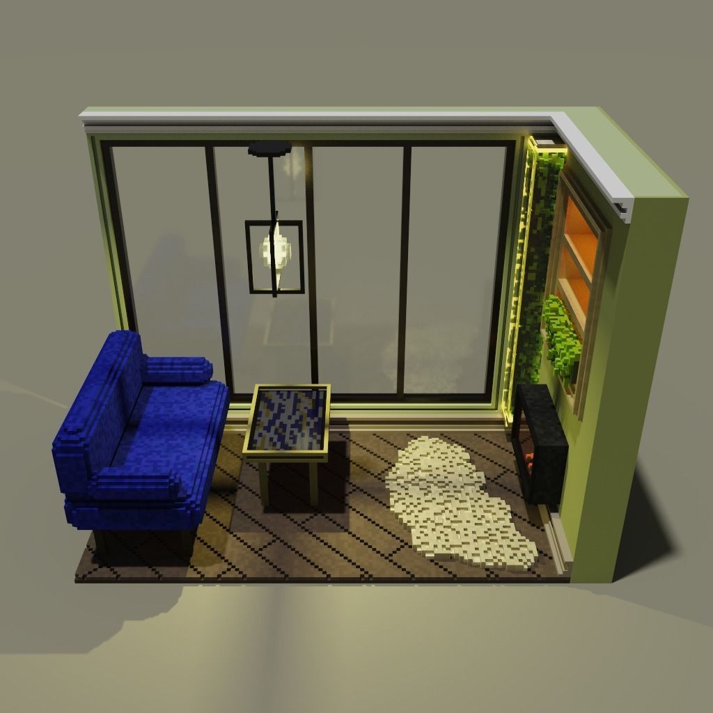Voxel Balcony Low-poly 3D model_4