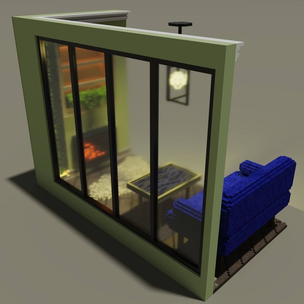 Voxel Balcony Low-poly 3D model_6