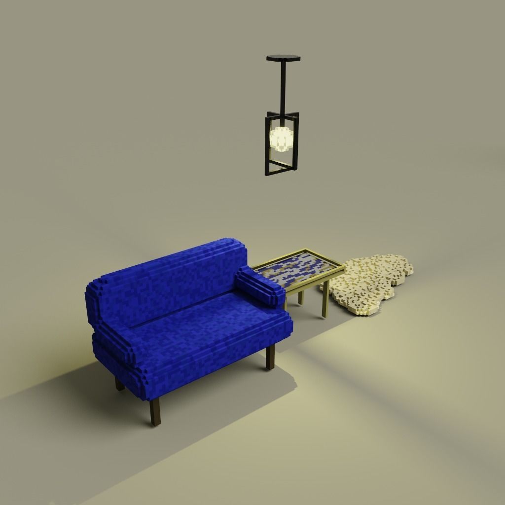 Voxel Balcony Low-poly 3D model_7