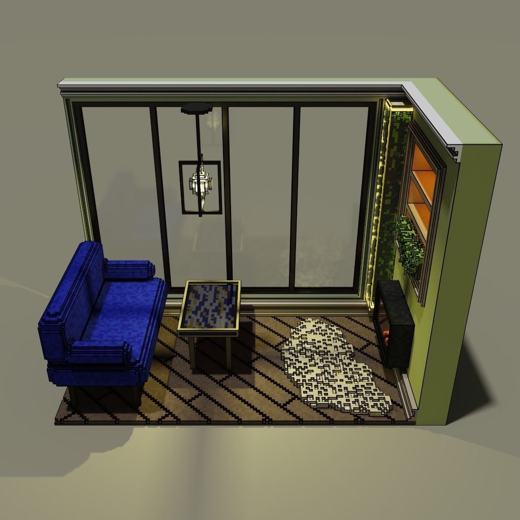 Voxel Balcony Low-poly 3D model_5