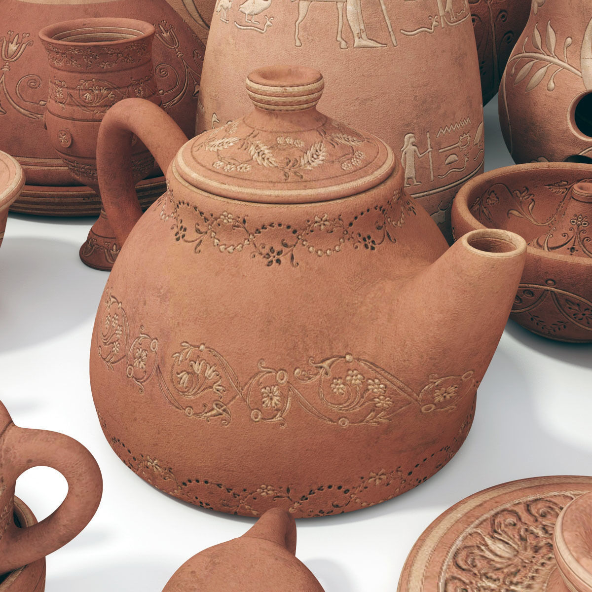 Dishes clay n23 3D model_9