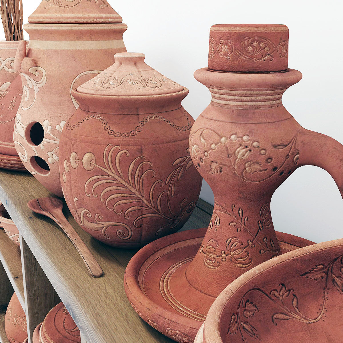 Dishes clay n23 3D model_6