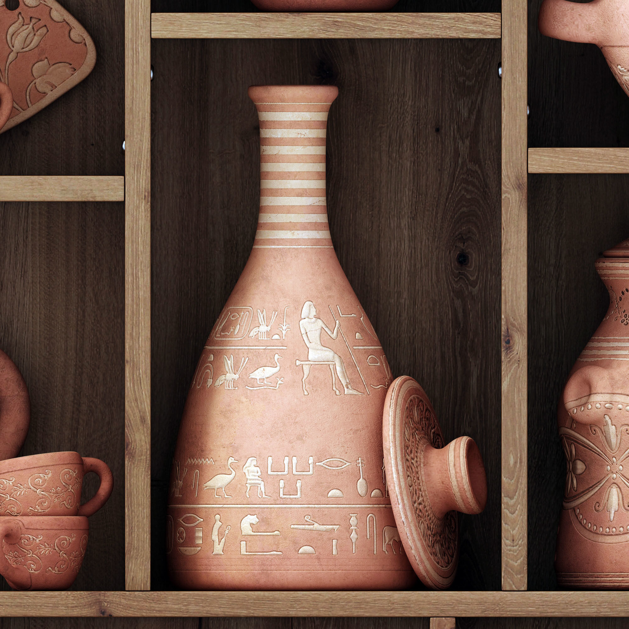 Dishes clay n23 3D model_4