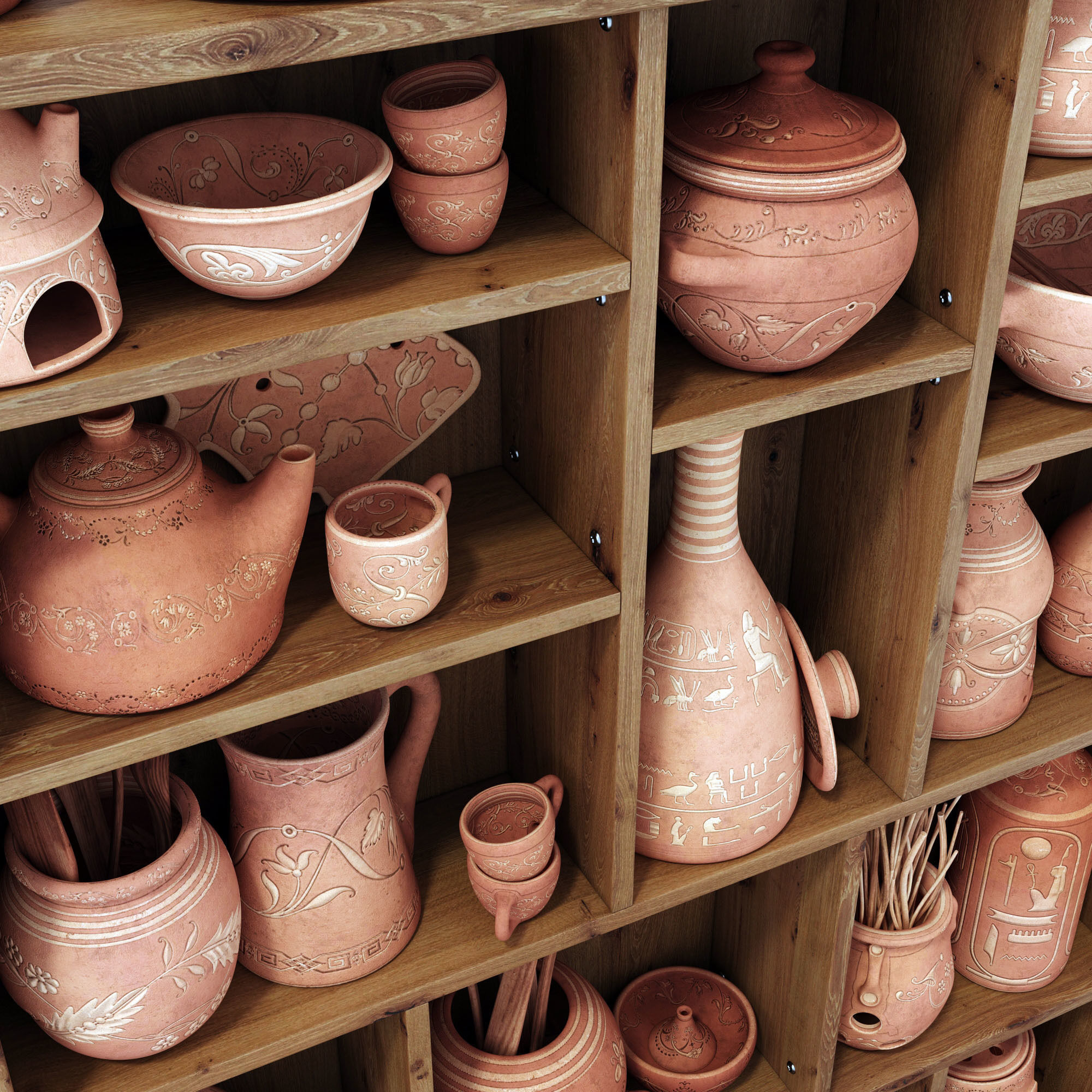 Dishes clay n23 3D model_3