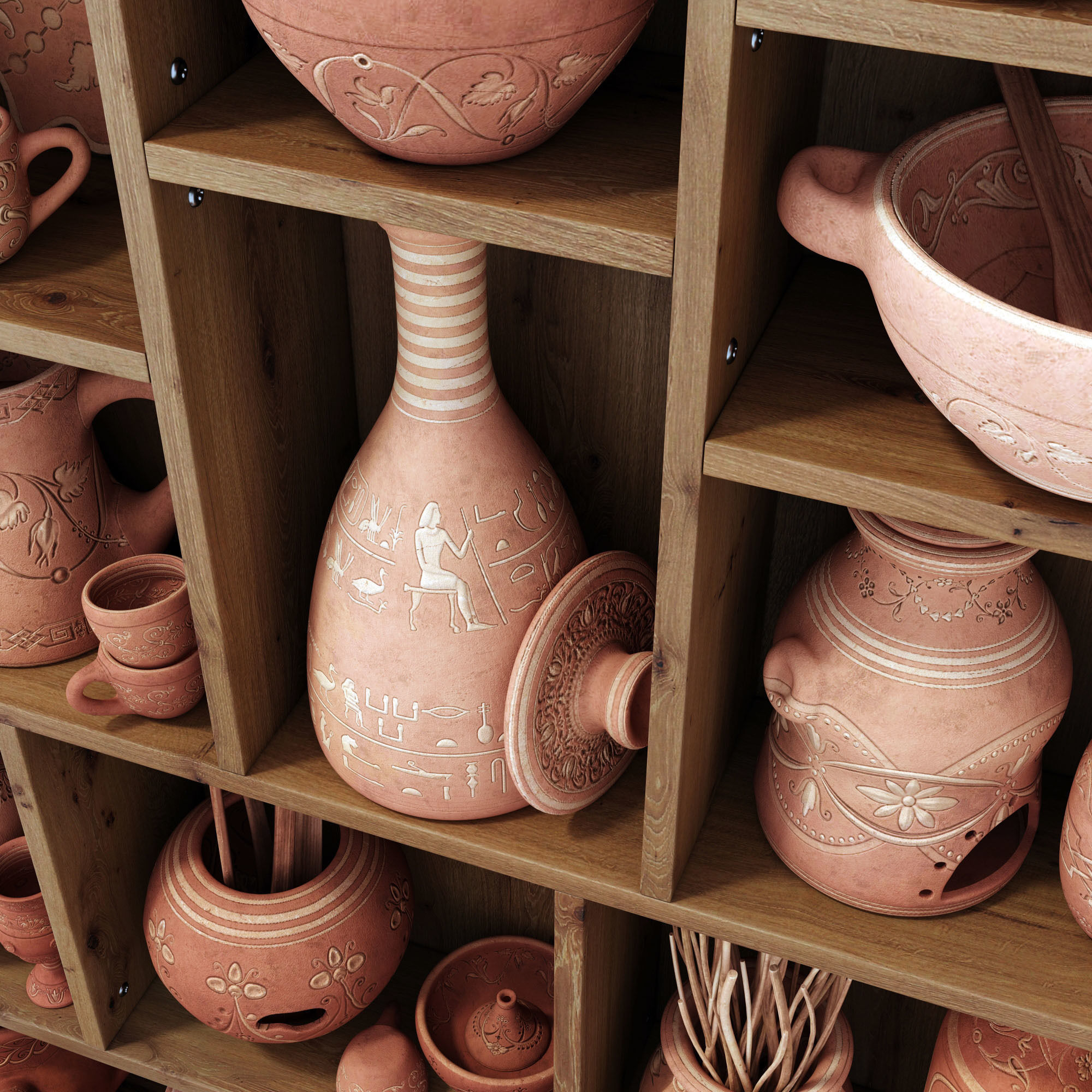 Dishes clay n23 3D model_2