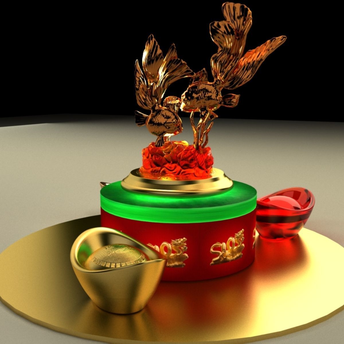 Chinese gold Ingot 3D model_1