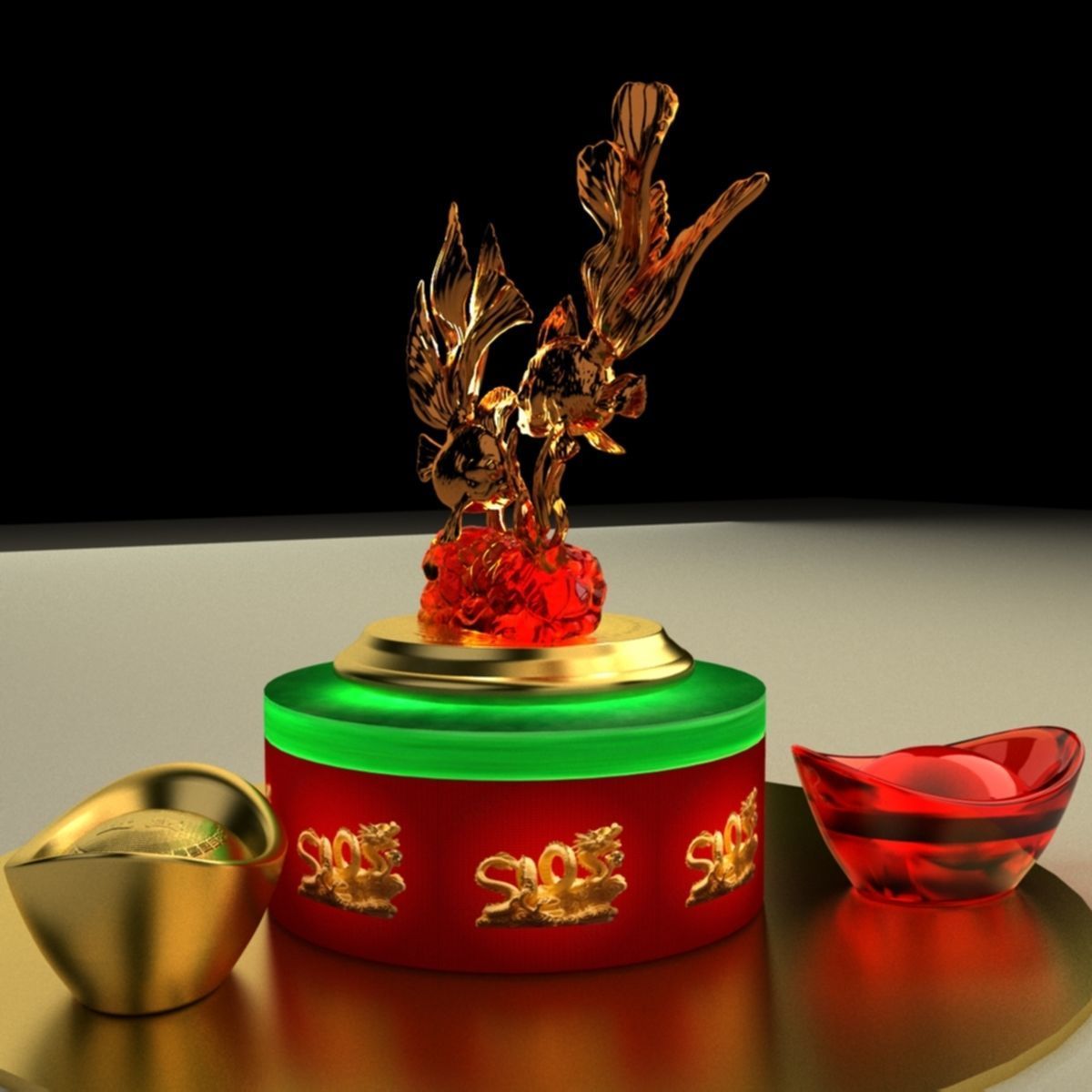Chinese gold Ingot 3D model_2