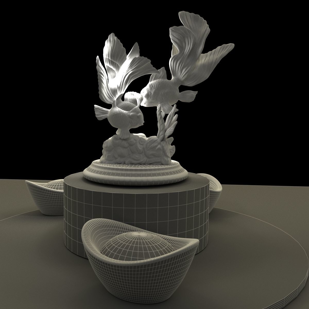 Chinese gold Ingot 3D model_7