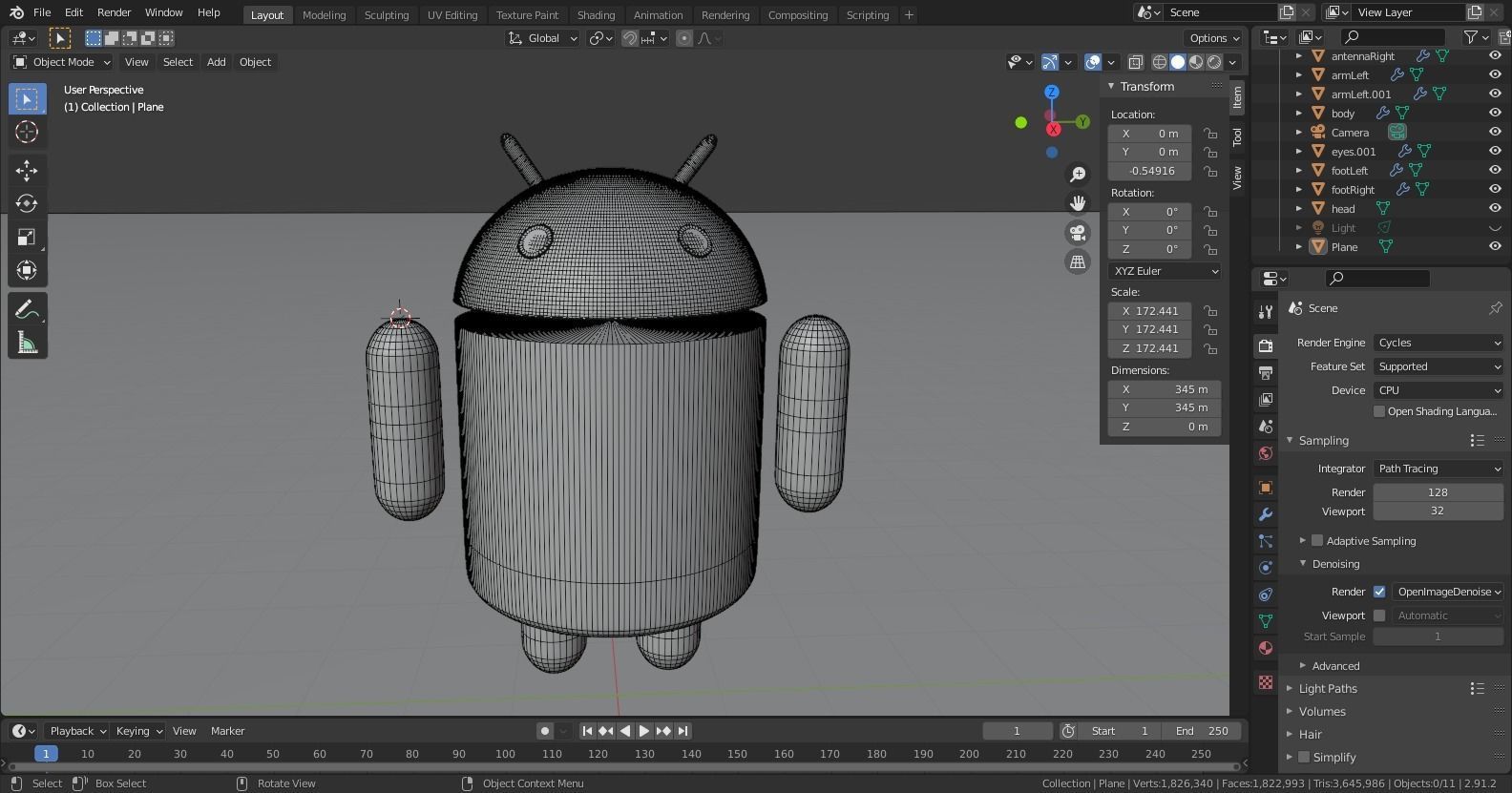 Android mascot green robot  3D model_5