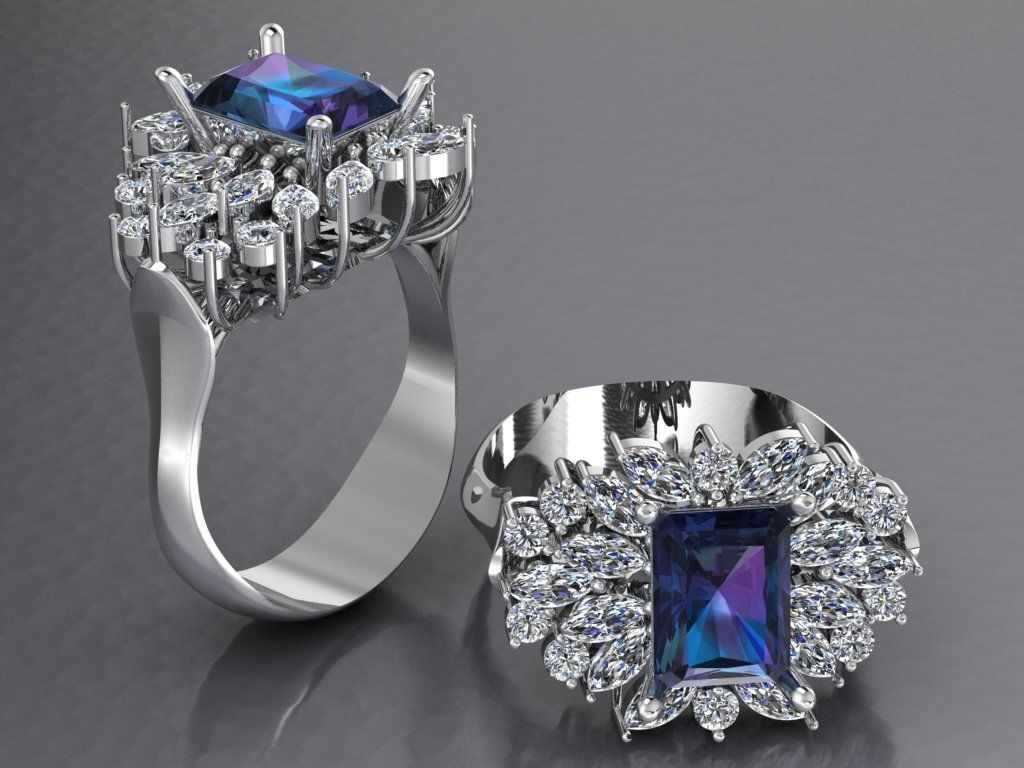 marquise diamond ring 01 3D print model_4