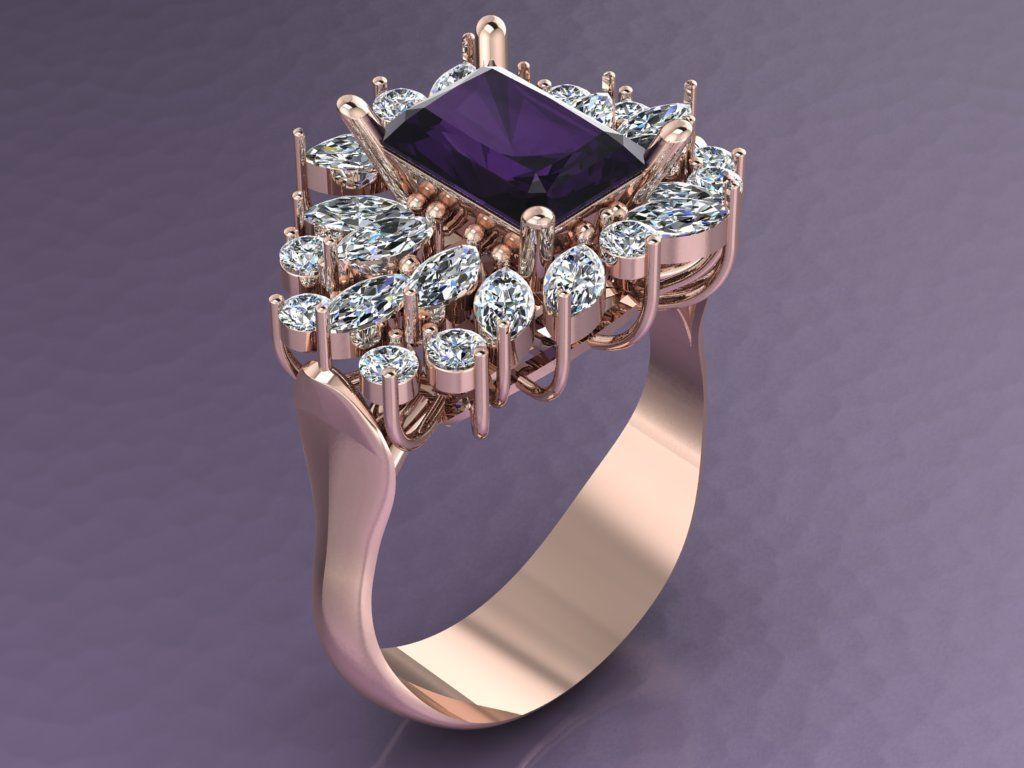 marquise diamond ring 01 3D print model_1