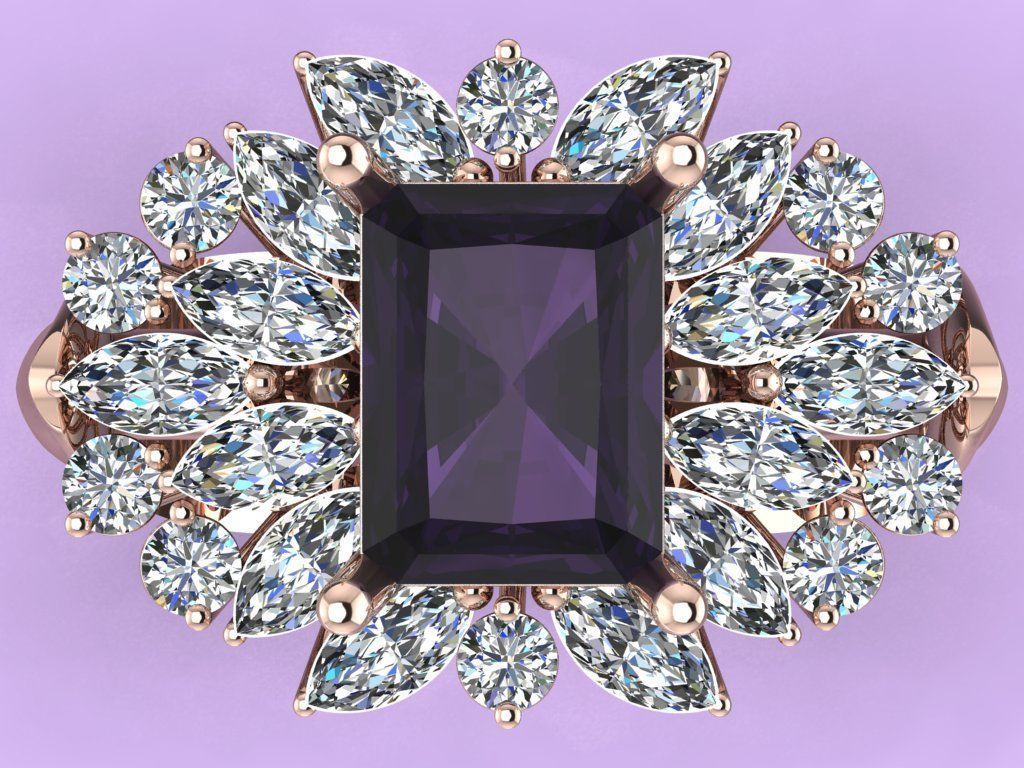marquise diamond ring 01 3D print model_6