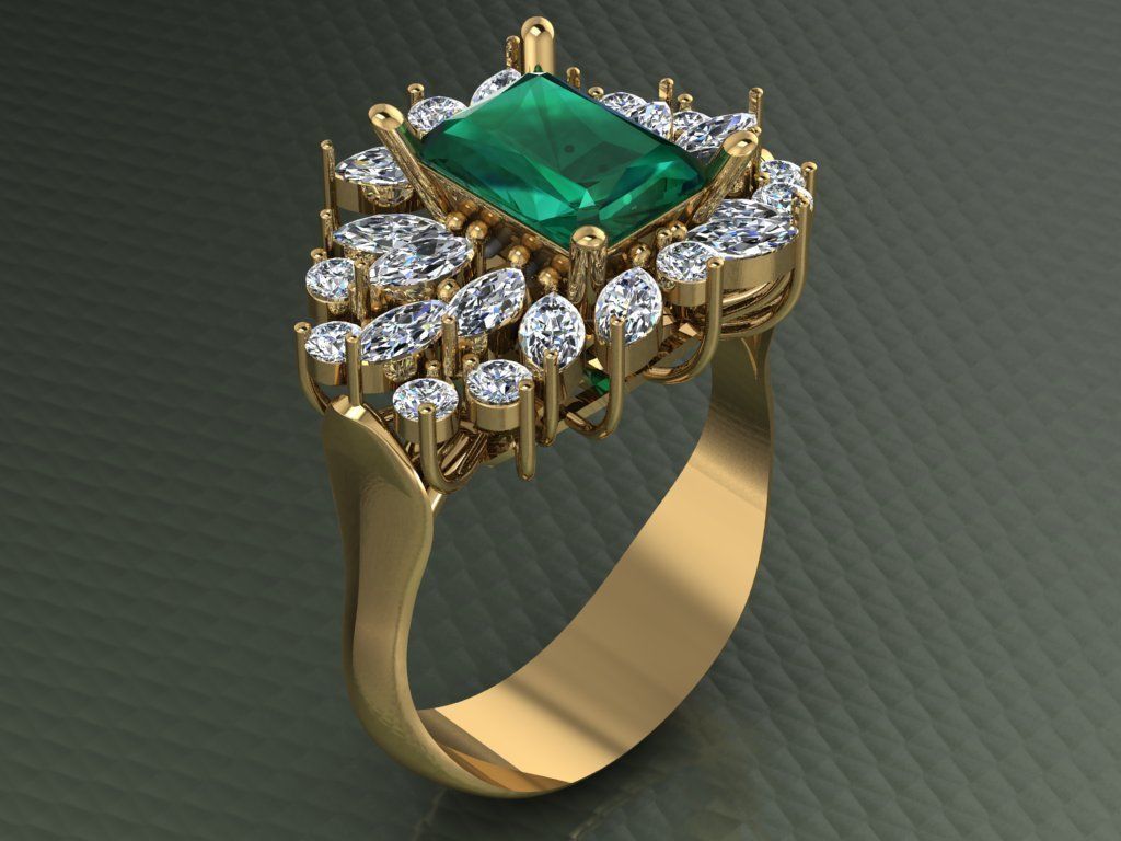 marquise diamond ring 01 3D print model_3