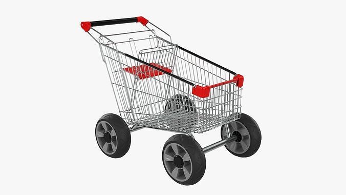 Shopping cart with large wheels 02 3D model