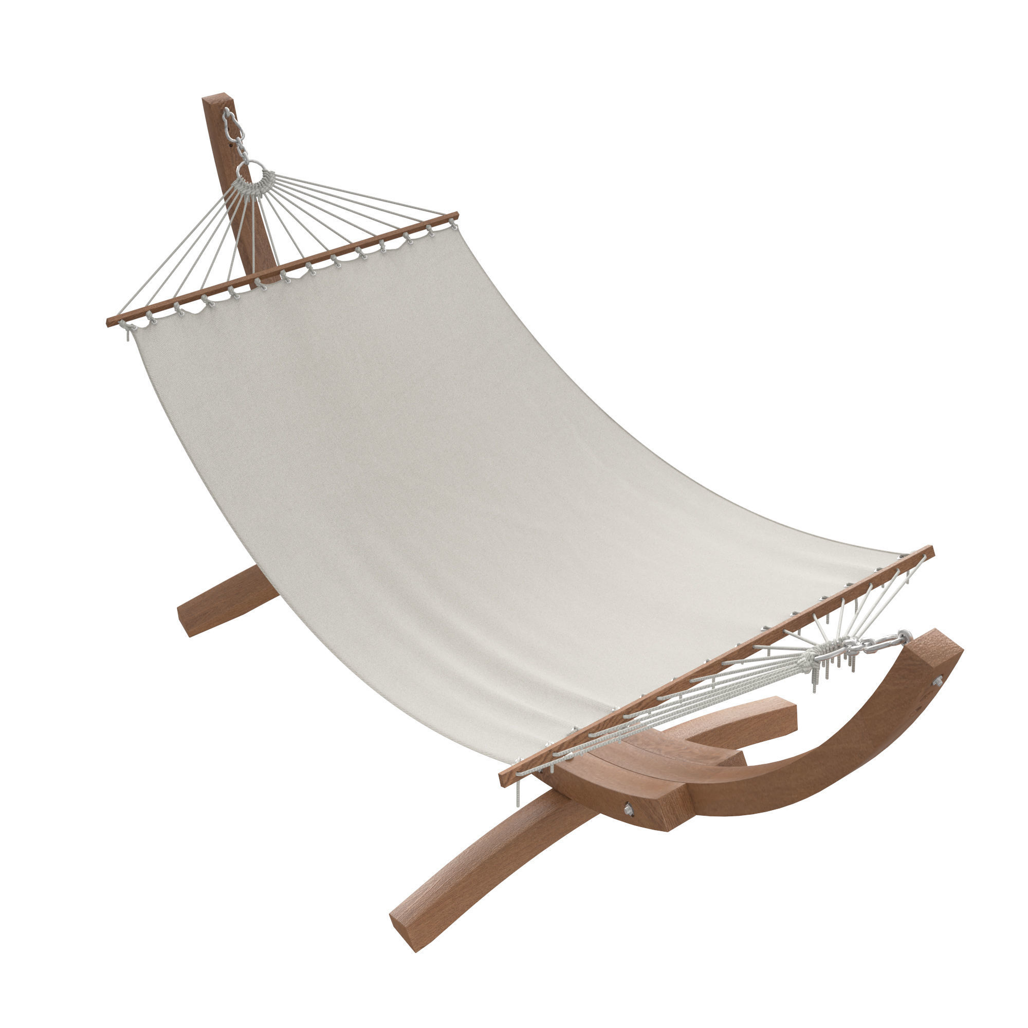 Hammock striped with stand 3D model_5
