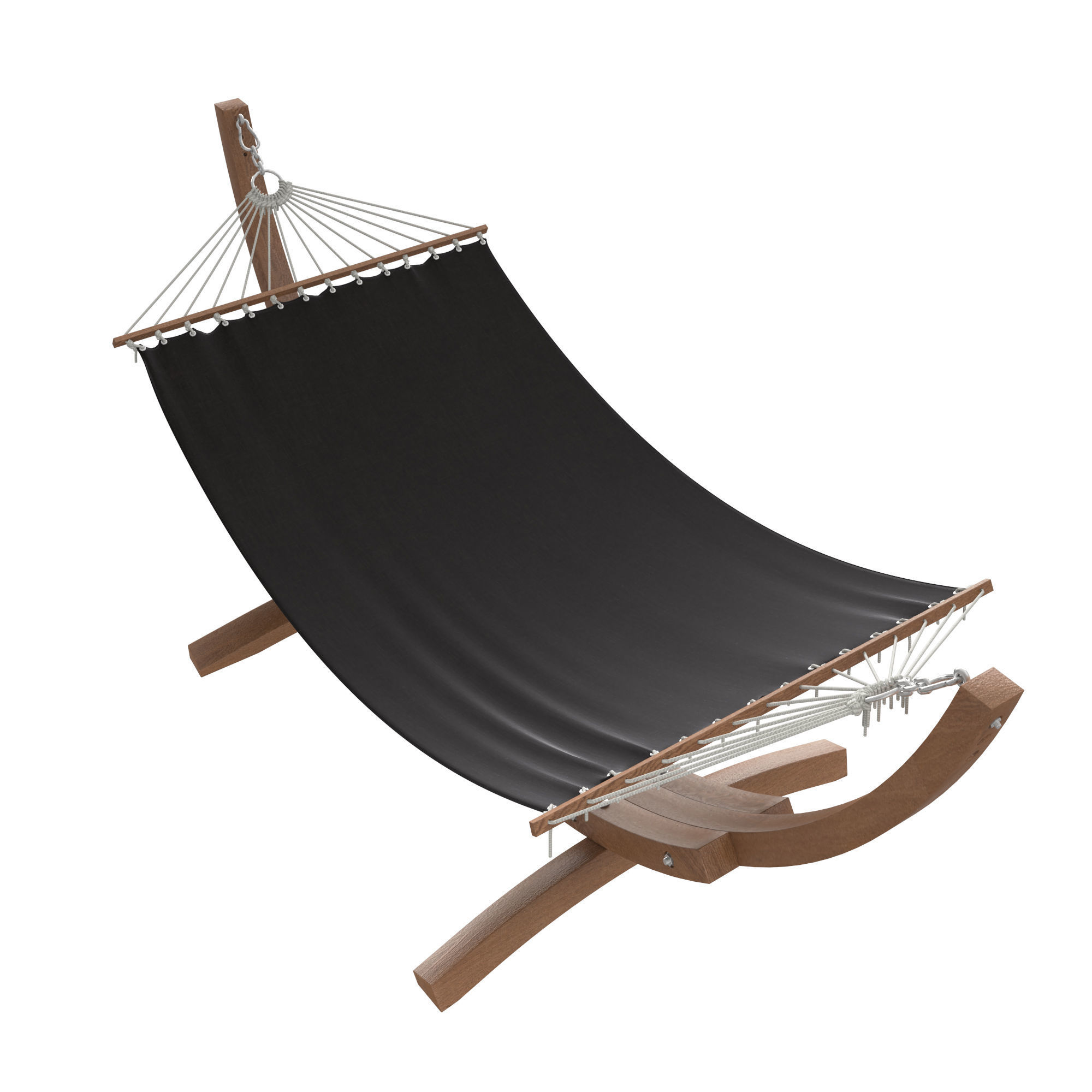 Hammock striped with stand 3D model_6
