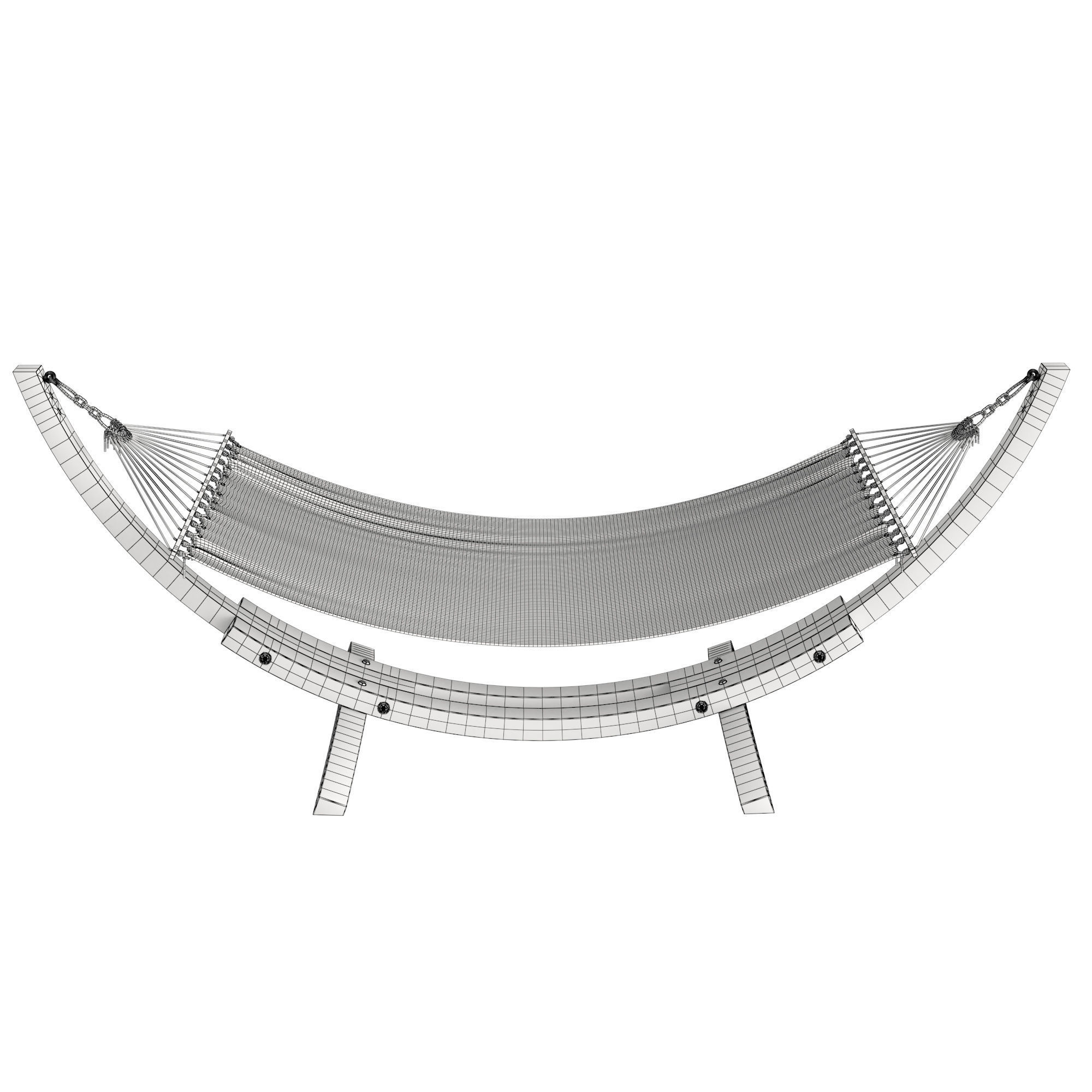 Hammock striped with stand 3D model_3