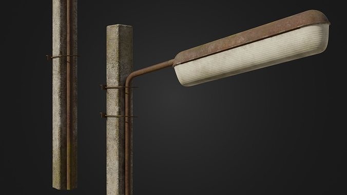 Old worn streetlight 09 Low-poly 3D model