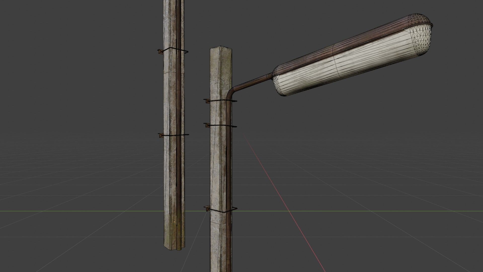 Old worn streetlight 09 Low-poly 3D model_1