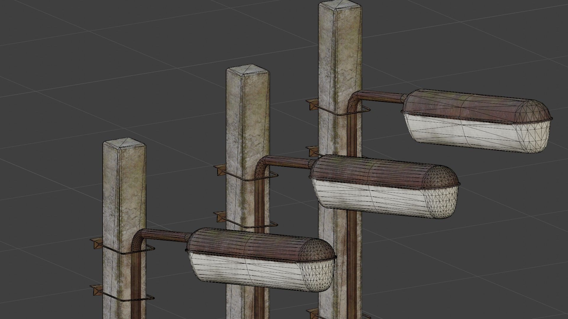 Old worn streetlight 09 Low-poly 3D model_2