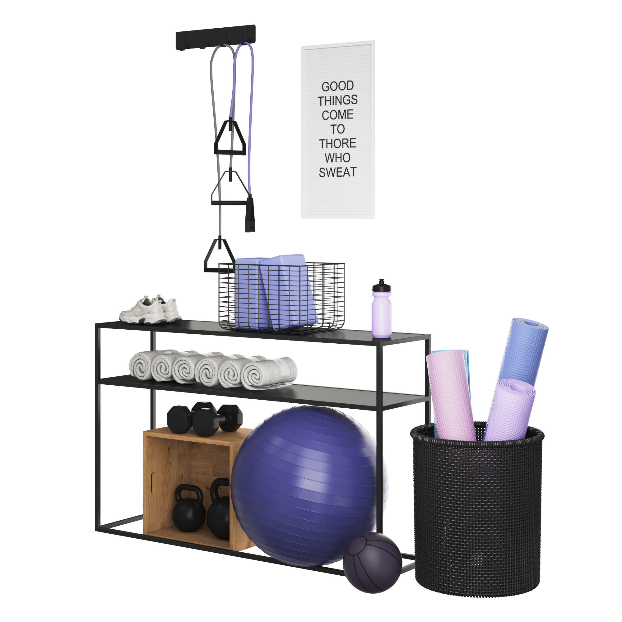 Home Fitness Set 3D model_3