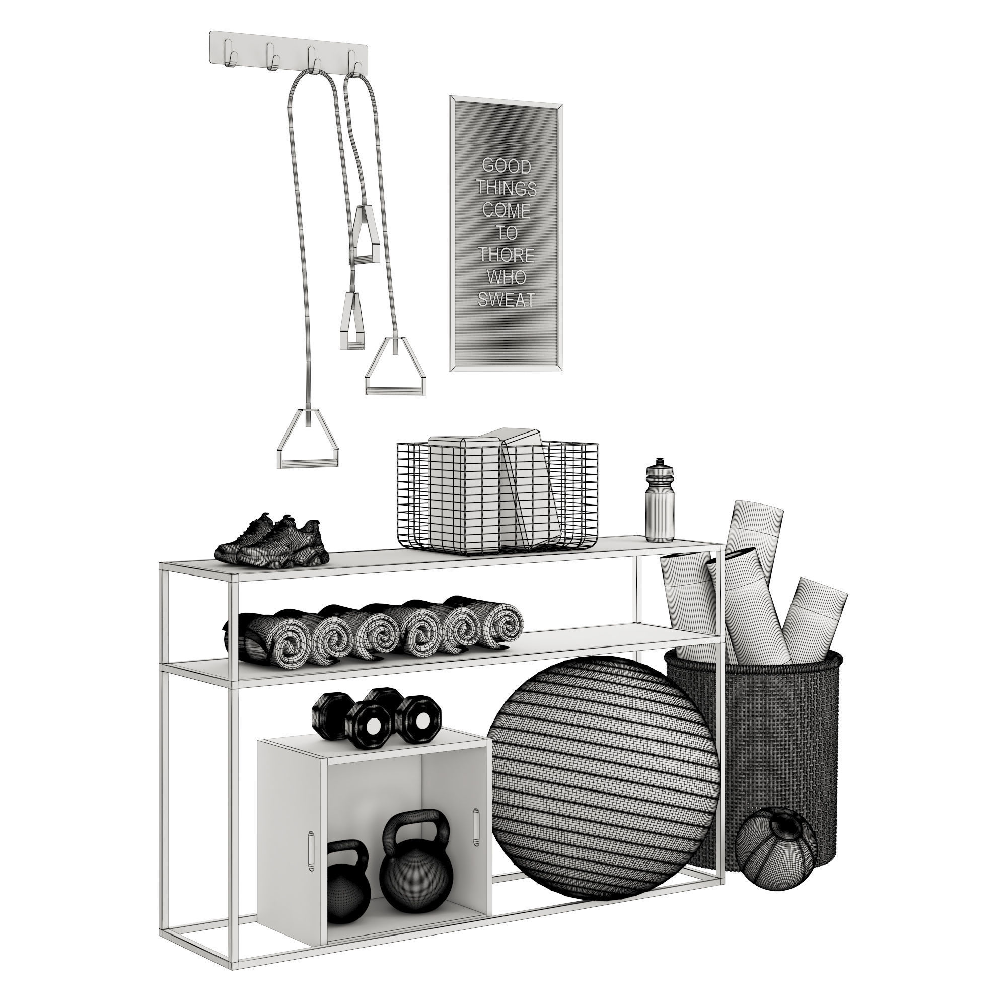 Home Fitness Set 3D model_1